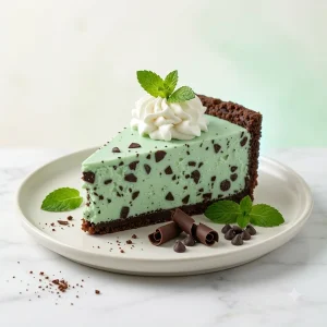 Mint Chocolate Chip Cheesecake Slice