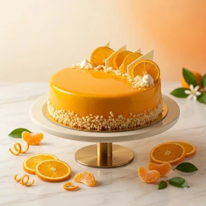 Orange Mirror Glaze Mousse Cake