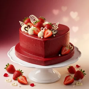 Strawberry Valentine Heart Cake
